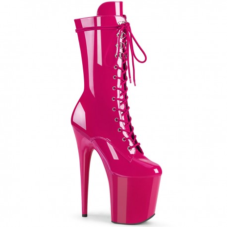 High Platforms Ankle Boots Pleaser FLAMINGO-1050 Fuschia Patent