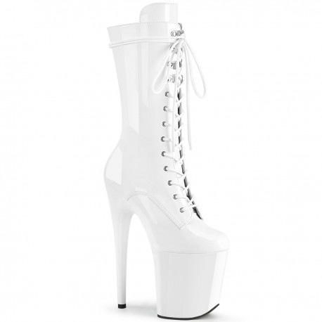 High Platforms Ankle Boots Pleaser FLAMINGO-1050 White Patent