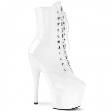 High Platforms Ankle Boots Pleaser ADORE-1020 White patent